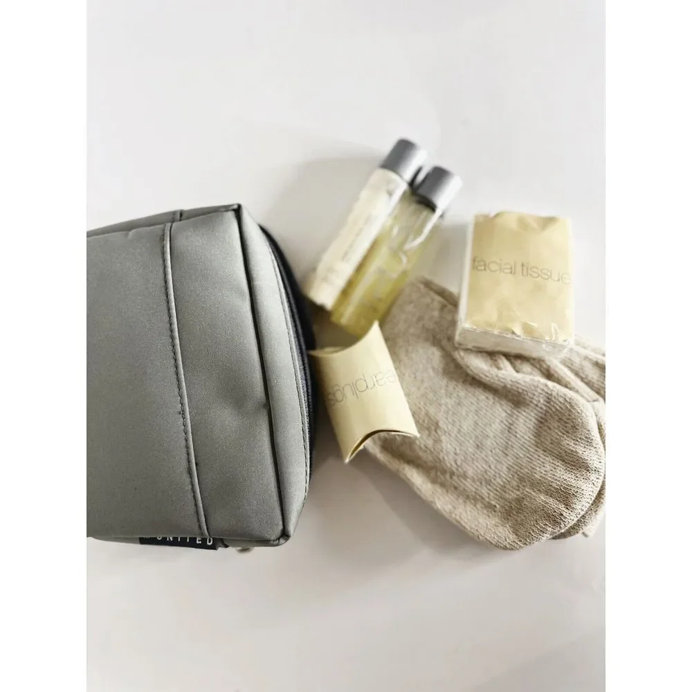 United Airlines Amenity Travel Kit Pouch Bag Mid 2000s, Green, Crabtree & Evelyn